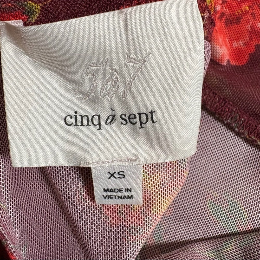 Cinq à Sept Falling Poppies Shirred Mesh Turtleneck | Floral Sheer | XS - Picture 9 of 13